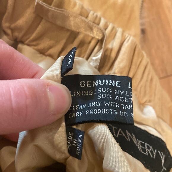 Tannery West Tan Vintage Jogger Style Buttery Leather Pants Sz 32 Elastic Lined - Picture 3 of 12